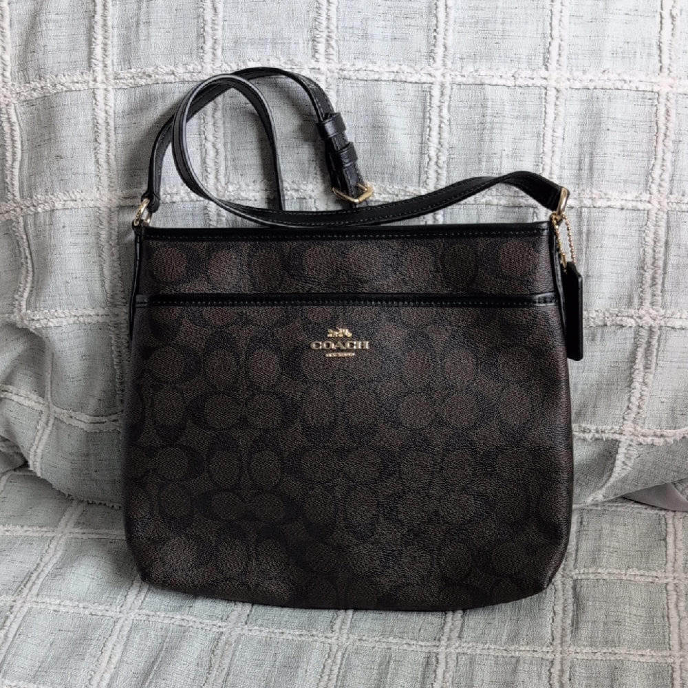 Coach Brown Signature Crossbody with Gold Hardware
